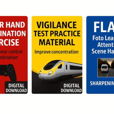 test trainer mock image for digital downloads for vigilance, coordination and photo memory